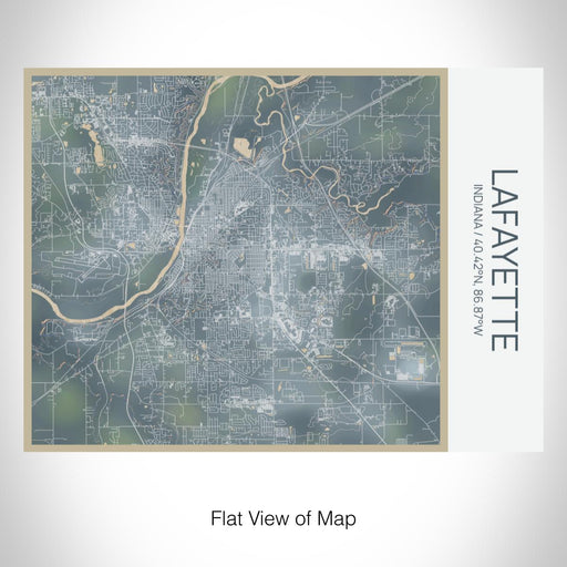 Rendered View of Lafayette Indiana Map on 20oz Stainless Steel Insulated Bottle with Bamboo Top with printed afternoon style map