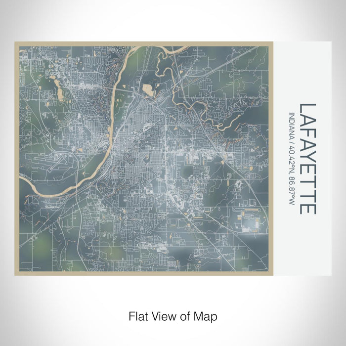 Rendered View of Lafayette Indiana Map on 20oz Stainless Steel Insulated Bottle with Bamboo Top with printed afternoon style map