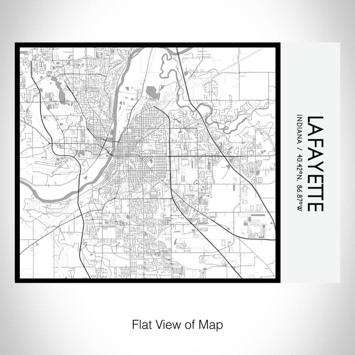 Rendered View of Lafayette Indiana Map on 20oz Stainless Steel Insulated Bottle with Bamboo Top with printed classic style map