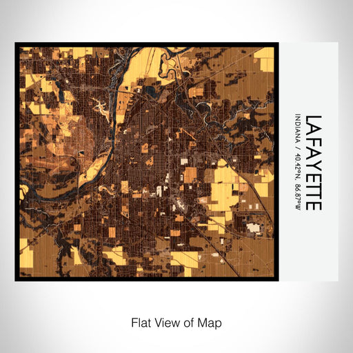 Rendered View of Lafayette Indiana Map on 20oz Stainless Steel Insulated Bottle with Bamboo Top with printed ember style map