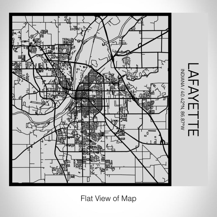 Rendered View of Lafayette Indiana Map on 17oz Stainless Steel Insulated Tumbler in Tactile Lines with Succulent in Background