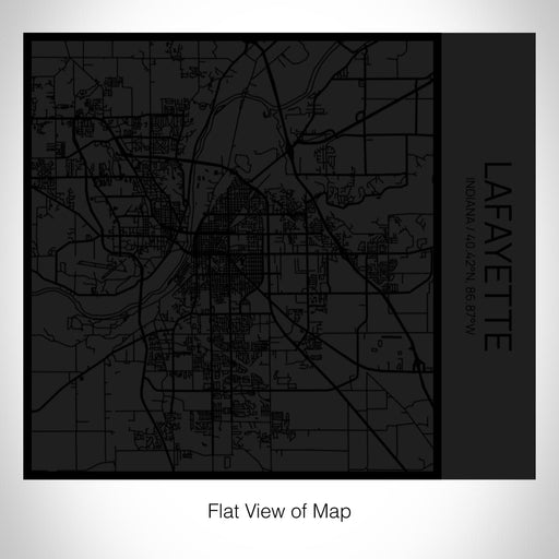 Rendered View of Lafayette Indiana Map on 17oz Stainless Steel Insulated Tumbler in Matte Black with Tactile Lines