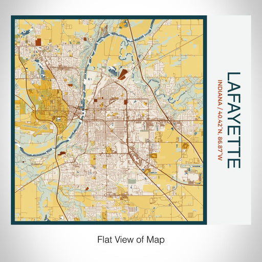 Rendered View of Lafayette Indiana Map on 17oz Stainless Steel Insulated Tumbler in Woodblock Map Style