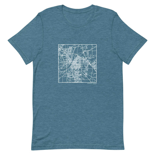Lafayette Indiana  Map Unisex T-Shirt with City inscription in Heather Teal