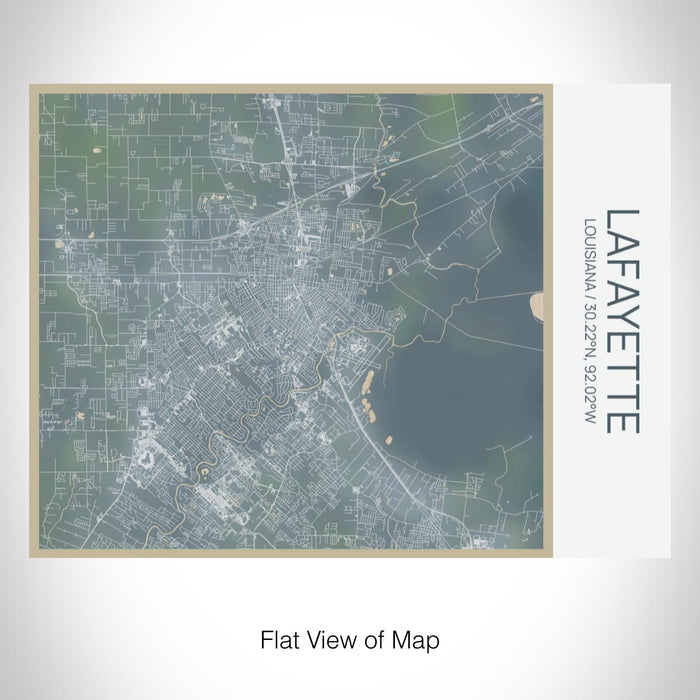 Rendered View of Lafayette Louisiana Map on 20oz Stainless Steel Insulated Bottle with Bamboo Top with printed afternoon style map