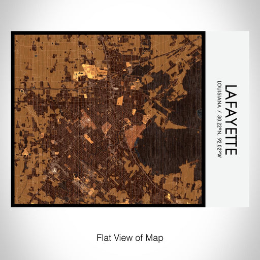 Rendered View of Lafayette Louisiana Map on 20oz Stainless Steel Insulated Bottle with Bamboo Top with printed ember style map