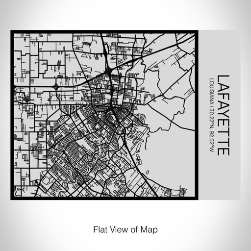 Rendered View of Lafayette Louisiana Map on 20oz Stainless Steel Insulated Bottle with Bamboo Top with printed Tactile Lines Map in Black