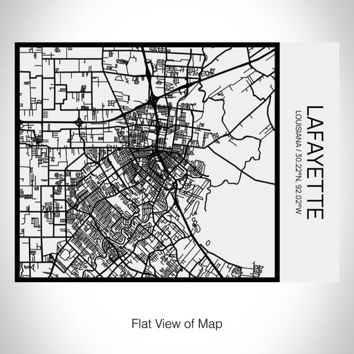 Rendered View of Lafayette Louisiana Map on 20oz Stainless Steel Insulated Bottle with Bamboo Top in Matte White with printed Tactile Lines Map in Black