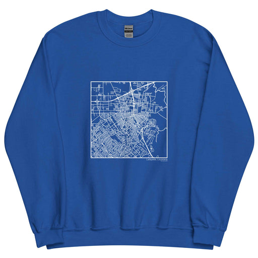 Lafayette Louisiana  Map Unisex Crewneck Sweater with City inscription in Royal Blue
