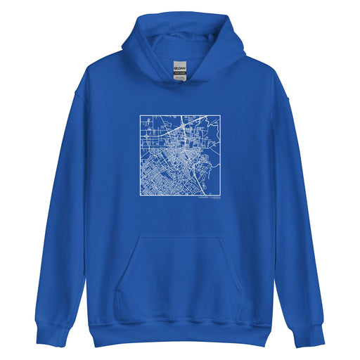 Lafayette Louisiana  Map Unisex Hoodie Sweater with City inscription in Royal Blue