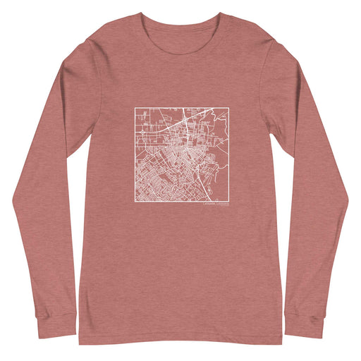 Lafayette Louisiana  Map Unisex Long-Sleeve T-shirt with City inscription in Heather Mauve