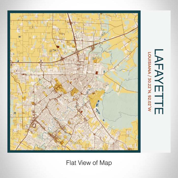 Rendered View of Lafayette Louisiana Map on 17oz Stainless Steel Insulated Tumbler in Woodblock Map Style