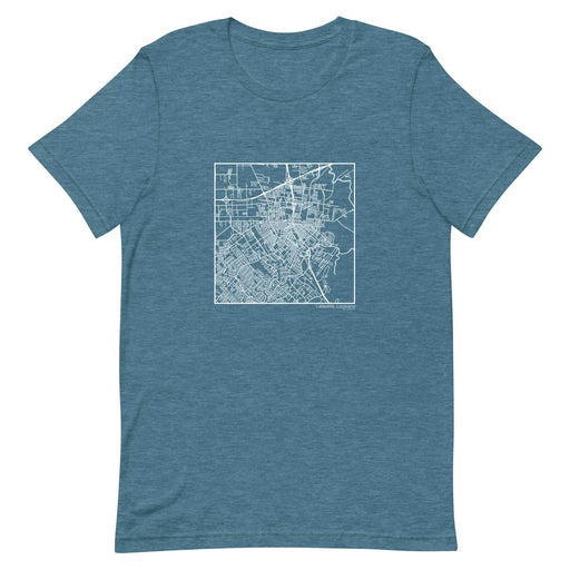 Lafayette Louisiana  Map Unisex T-Shirt with City inscription in Heather Teal