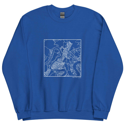 Lago Vista Texas  Map Unisex Crewneck Sweater with City inscription in Royal Blue