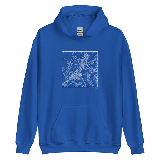 Lago Vista Texas  Map Unisex Hoodie Sweater with City inscription in Royal Blue