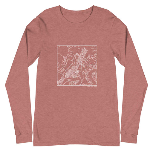 Lago Vista Texas  Map Unisex Long-Sleeve T-shirt with City inscription in Heather Mauve