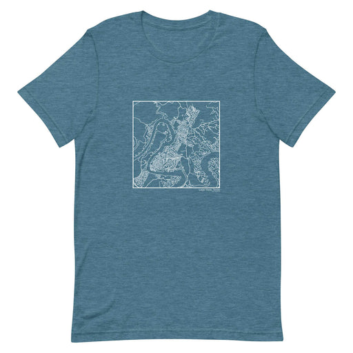 Lago Vista Texas  Map Unisex T-Shirt with City inscription in Heather Teal
