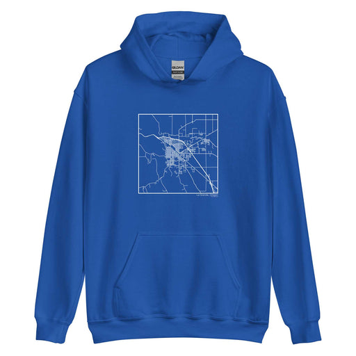 La Grande Oregon  Map Unisex Hoodie Sweater with City inscription in Royal Blue