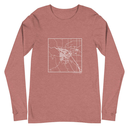 La Grande Oregon  Map Unisex Long-Sleeve T-shirt with City inscription in Heather Mauve