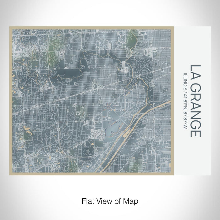 Rendered View of La Grange Illinois Map on 20oz Stainless Steel Insulated Bottle with Bamboo Top with printed afternoon style map