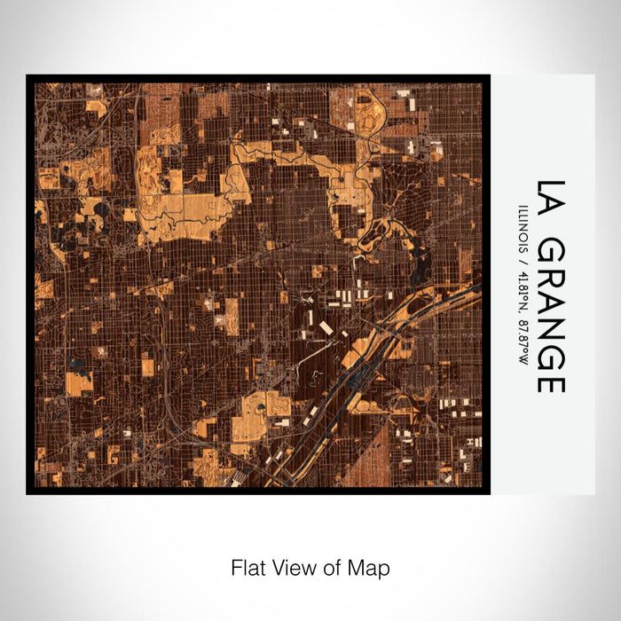 Rendered View of La Grange Illinois Map on 20oz Stainless Steel Insulated Bottle with Bamboo Top with printed ember style map