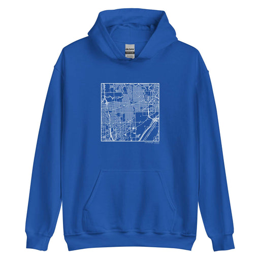 La Grange Illinois  Map Unisex Hoodie Sweater with City inscription in Royal Blue