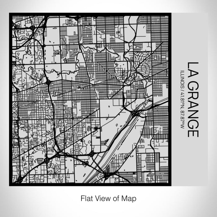 Rendered View of La Grange Illinois Map on 17oz Stainless Steel Insulated Tumbler in Tactile Lines with Succulent in Background