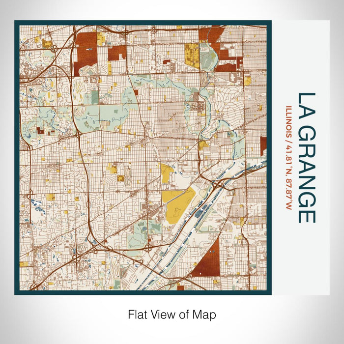 Rendered View of La Grange Illinois Map on 17oz Stainless Steel Insulated Tumbler in Woodblock Map Style