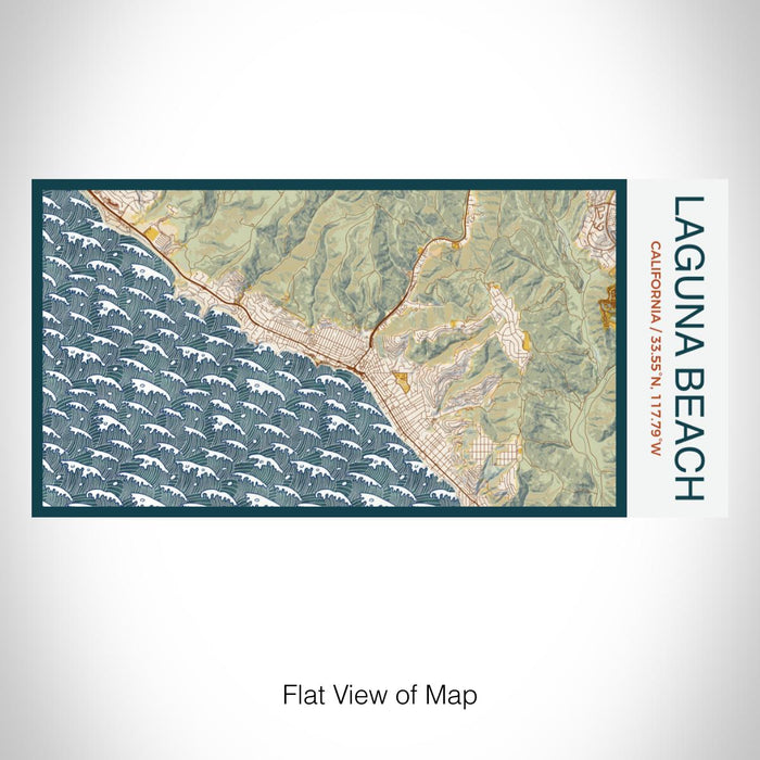 Rendered View of Laguna Beach California Map on 17oz Stainless Steel Insulated Bottle with printed woodblock style map