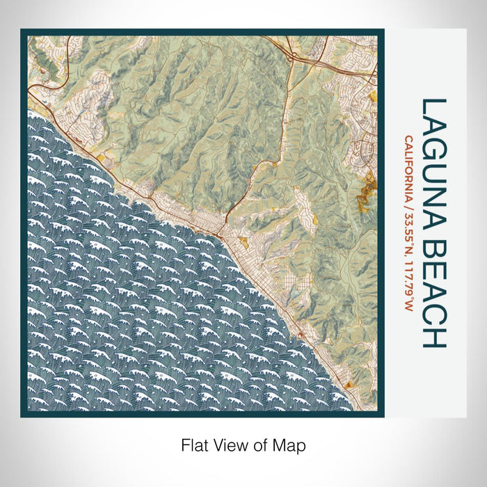 Rendered View of Laguna Beach California Map on 17oz Stainless Steel Insulated Tumbler in Woodblock Map Style