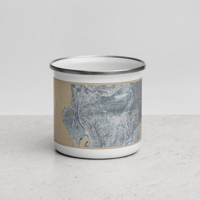 Front View Custom La Jolla California Map Enamel Mug in Afternoon