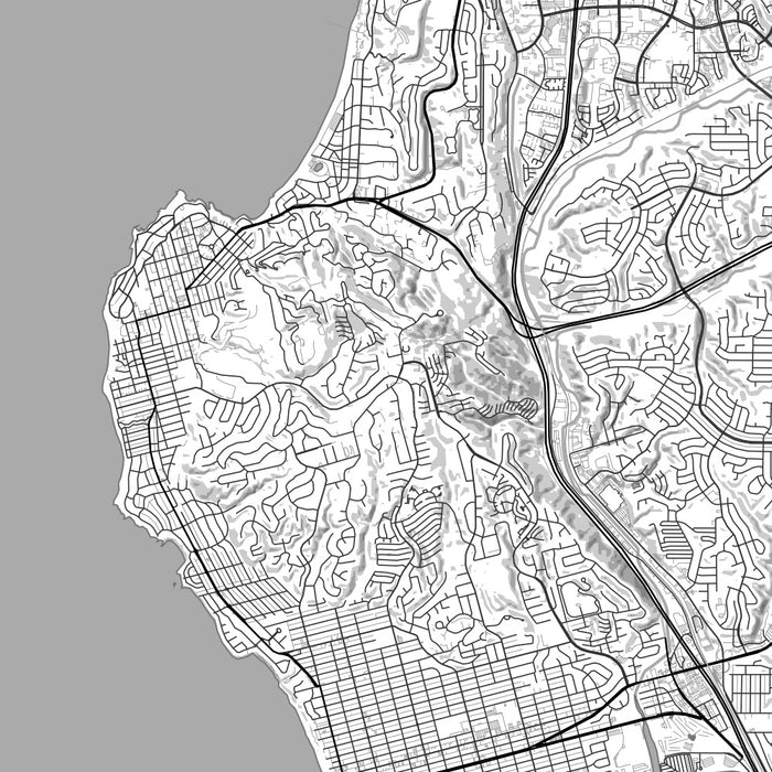 La Jolla California Map Print in Classic Style Zoomed In Close Up Showing Details