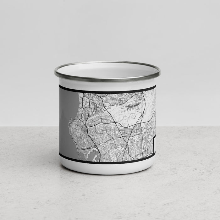 Front View Custom La Jolla California Map Enamel Mug in Classic