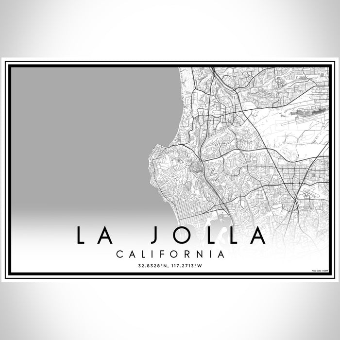 La Jolla California Map Print Landscape Orientation in Classic Style With Shaded Background