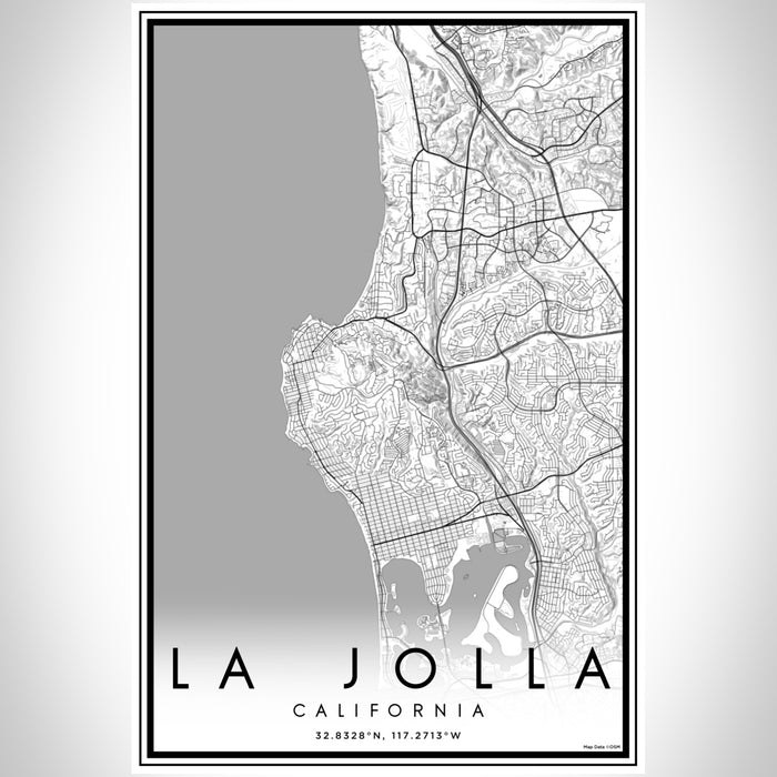 La Jolla California Map Print Portrait Orientation in Classic Style With Shaded Background