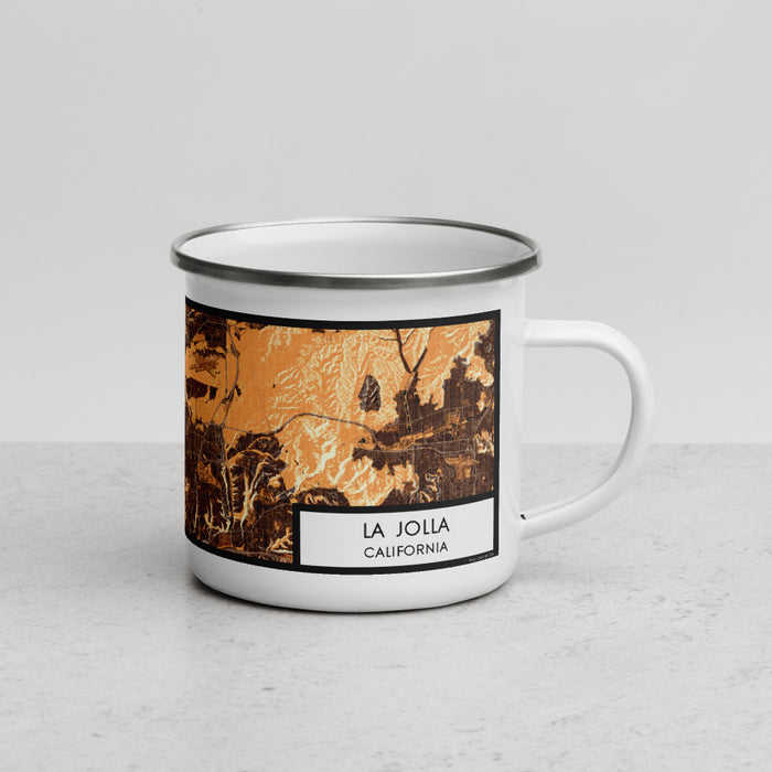 Right View Custom La Jolla California Map Enamel Mug in Ember