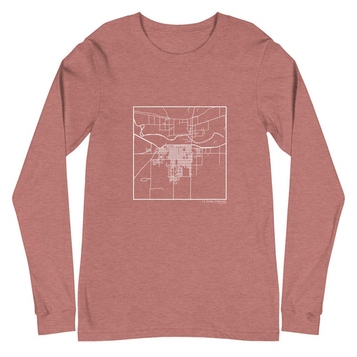 La Junta Colorado  Map Unisex Long-Sleeve T-shirt with City inscription in Heather Mauve