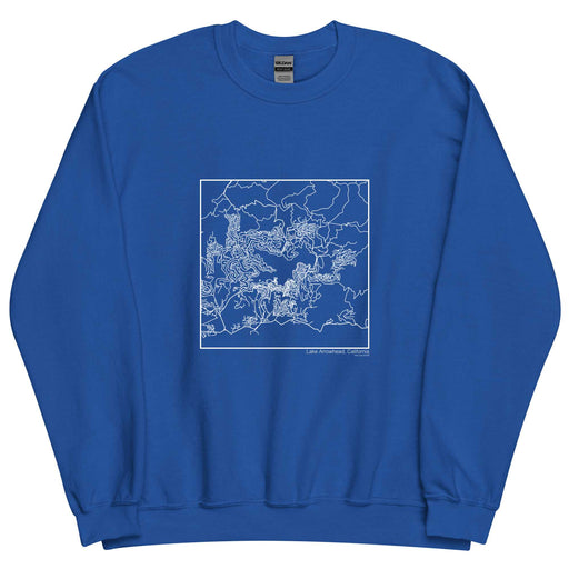 Lake Arrowhead California  Map Unisex Crewneck Sweater with City inscription in Royal Blue