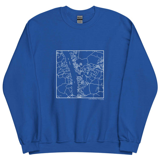 Lake Barkley Kentucky  Map Unisex Crewneck Sweater with City inscription in Royal Blue