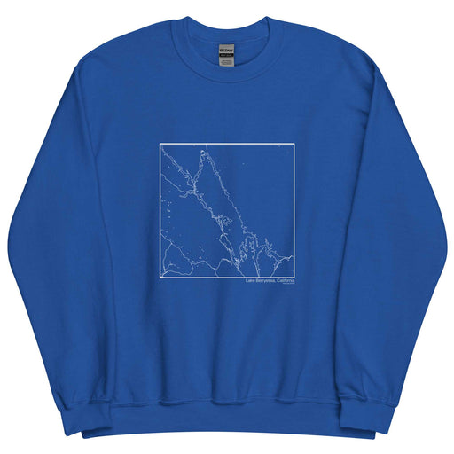 Lake Berryessa California  Map Unisex Crewneck Sweater with City inscription in Royal Blue