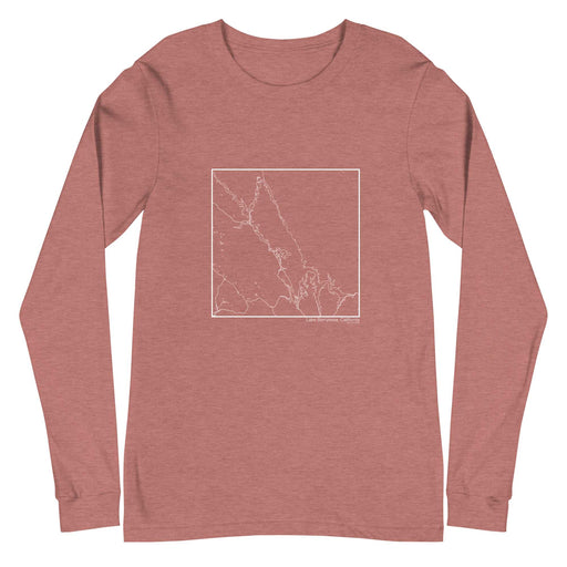 Lake Berryessa California  Map Unisex Long-Sleeve T-shirt with City inscription in Heather Mauve