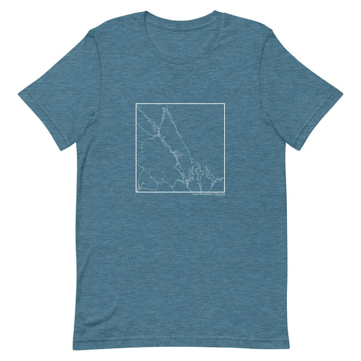 Lake Berryessa California  Map Unisex T-Shirt with City inscription in Heather Teal