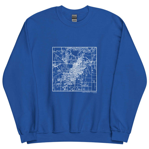 Lake Charles Louisiana  Map Unisex Crewneck Sweater with City inscription in Royal Blue