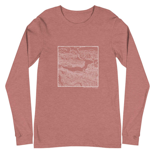Lake Crescent Washington Topographic  Map Unisex Long-Sleeve T-shirt with City inscription in Heather Mauve