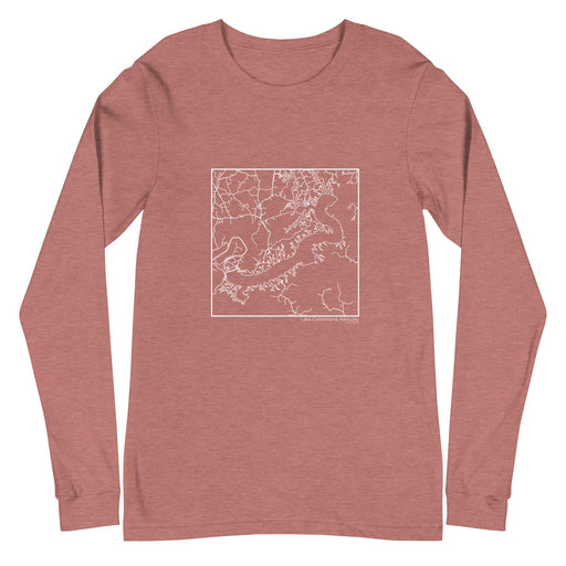 Lake Cumberland Kentucky  Map Unisex Long-Sleeve T-shirt with City inscription in Heather Mauve