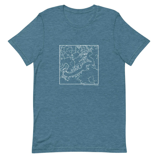Lake Cumberland Kentucky  Map Unisex T-Shirt with City inscription in Heather Teal