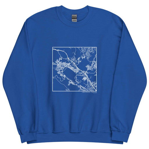 Lake Elsinore California  Map Unisex Crewneck Sweater with City inscription in Royal Blue