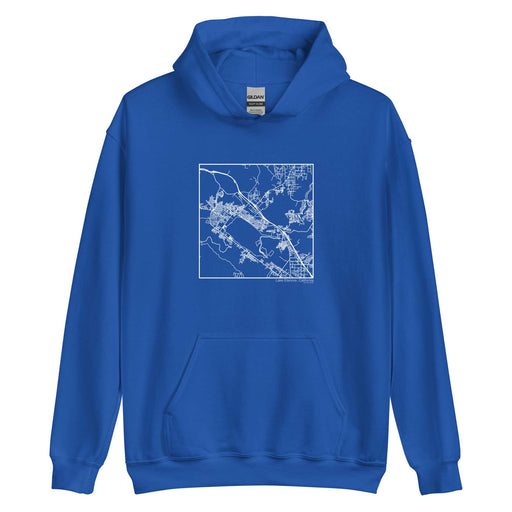 Lake Elsinore California  Map Unisex Hoodie Sweater with City inscription in Royal Blue