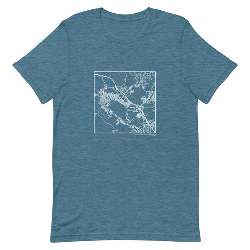 Lake Elsinore California  Map Unisex T-Shirt with City inscription in Heather Teal