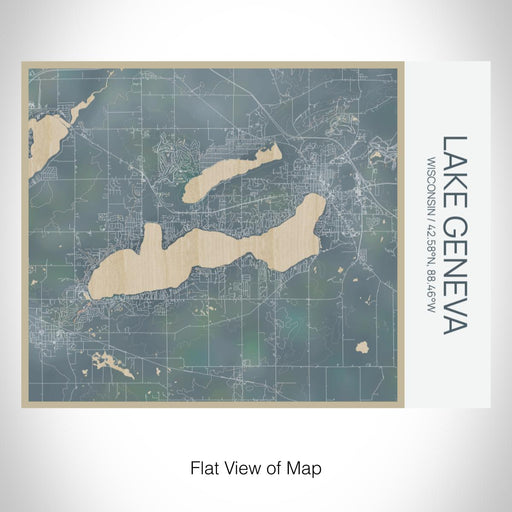 Rendered View of Lake Geneva Wisconsin Map on 20oz Stainless Steel Insulated Bottle with Bamboo Top with printed afternoon style map